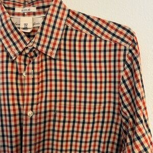 Men's orange, blue and tan Plaid Shirt